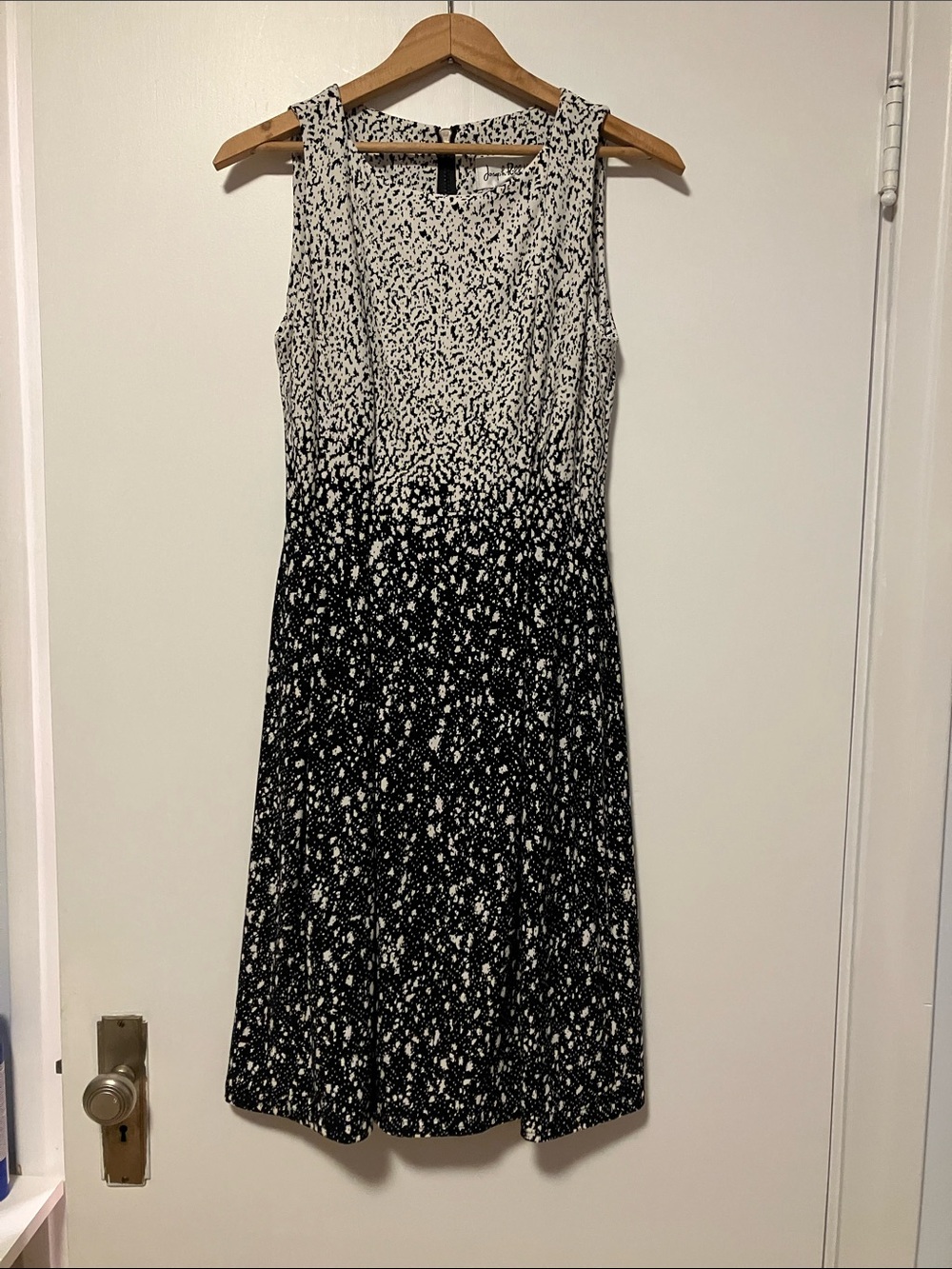 Joseph Ribkoff Black and White Sleeveless Printed A-Line Dress